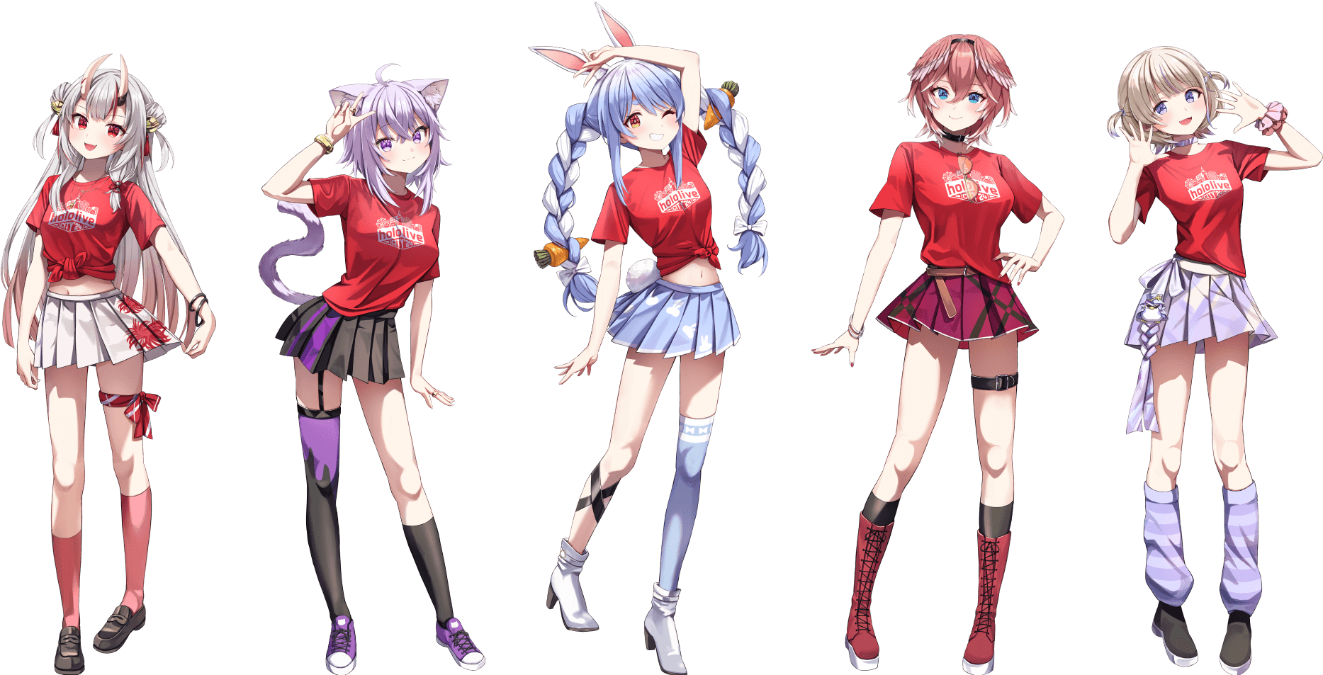 百鬼あやめ/猫又おかゆ/兎田ぺこら/鷹嶺ルイ/轟はじめ