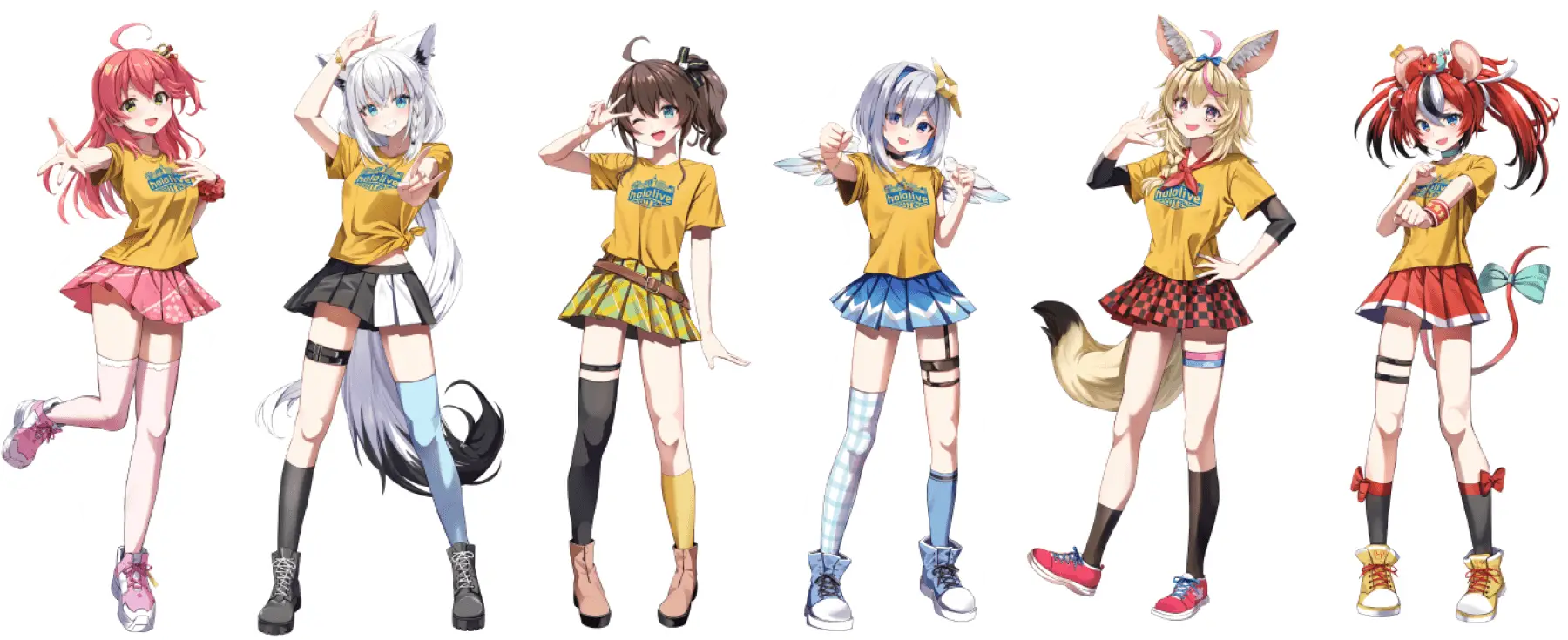 さくらみこ／白上フブキ／夏色まつり／天音かなた／尾丸ポルカ／ハコス・ベールズ